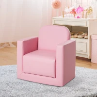 Qaba 2-in-1 Children's Multifunctional Convertible Table and Chair Set for Playroom - Pink(m-2)