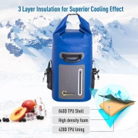 Outsunny 25 Quart Capacity Soft Sided Waterproof Insulated Backpack Cooler Bag - Blue(m-5)
