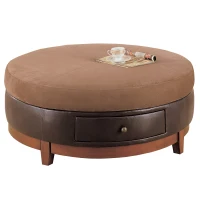 Monarch 42" Padded Microfiber Coffee Table with Leather-Look Trim and Storage Drawer - Brown(m-1)