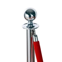 HomCom Chrome Crowd Control Red Velvet Rope Stanchion Barrier(m-7)