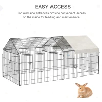 PawHut 87" x 41" Crate Galvanized Metal Outdoor Pet Enclosure with Removeable Protective Cover Black/White(m-6)