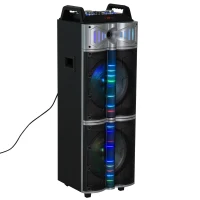 HomCom 37" Portable Remote Control Indoor Outdoor Bluetooth Capable Dual Speaker Stereo with Wheels(m-2)