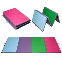 Soozier 10' x 4' x 2' PU Leather Folding Gymnastics Tumbling /Martial Arts Mat - Blue/Purple/Green/Pink(m-5)