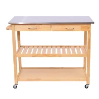 HomCom 44" Stainless Steel Top Rolling Kitchen Trolley Cart(m-4)