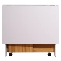 HOMCOM 47" Compact Folding Dining Table Foldable Wooden Table with Wheels Dining Room Furniture- Oak/White(m-12)