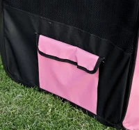 Pawhut 46" Soft Sided Folding Pet Playpen Crate - Pink / Black(m-7)