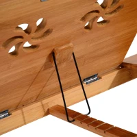 HomCom 28” Adjustable Wooden Folding Bamboo Laptop Bathtub Tray Table With Storage Drawer(m-12)