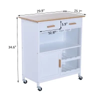 HomCom 30" Kitchen Island Rolling Cart With 6 Bottle Fancy Wine Rack Stemware Storage(m-7)