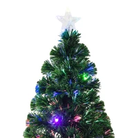 HomCom 6' Artificial Pre-Lit Fiber Optic Holiday Christmas Tree Xmas Decorative Shining Tree with 28 LED Lights(m-14)