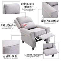 HOMCOM Modern Manual Recliner Armchair with Retractable Footrest  Grey(m-7)
