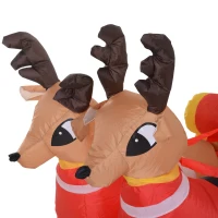 HOMCOM 7' L Christmas Holiday Yard Inflatable Outdoor  Light Up LED Inflatable Decoration  Santa on Sleigh with Reindeer(m-9)