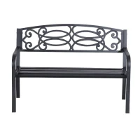 Outsunny 2 Seater 50" Steel Flowering Design Decorative Lawn Patio Garden Bench(m-9)