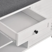 HOMCOM White Shoe Organizer Rack Cabinet with Drawers & Cushion Hallway(m-11)