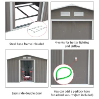 Outsunny 7' x 4' Outdoor Metal Garden Storage Shed with Sloped Roof - Gray/White(m-6)