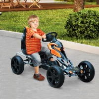 Aosom Kids Outdoor Pedal Powered Ride-On Go Kart Racer Car with Hand Brake and Non-Slip Wheels - Orange(m-2)