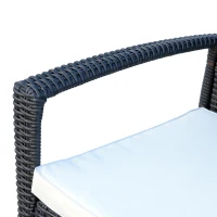 Outsunny 3 Piece Outdoor PE Rattan Wicker Rocking Chair and Tea Table Set - Dark Grey/ Cream(m-10)