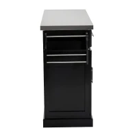 HomCom 36" Stainless Steel Top Deluxe Rolling Kitchen Cart With Storage- Black(m-6)