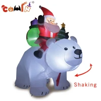 COMIN 6 Foot Tall Garden Inflatable Polar Bear & Santa (can shake)(m-1)