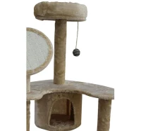 Pawhut 60" Cream Cat Tree Condo - Cream(m-8)