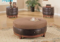 Monarch 42" Padded Microfiber Coffee Table with Leather-Look Trim and Storage Drawer - Brown(m-2)