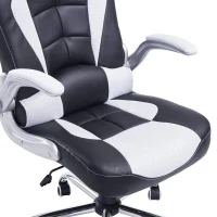 HomCom High Back Racing Style Ergonomic Gaming Chair With Armrest, Lumbar And Head Support - White / Black(m-11)