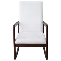 HomCom Modern Wood Rocking Chair Indoor Porch Furniture for Living Room - Coffee Brown / White with Cushion(m-4)