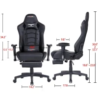 Ficmax Ergonomic  Racing Style Gaming Chair  High-Back Computer  PC Swivel  Seat with Massage Lumbar  Support and Headrest Pillow -Black(m-3)