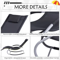 Outsunny Chaise Rocker Patio Lounge Chair Swing Recliner with Pillow(m-6)
