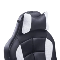 HomCom High Back Racing Style Ergonomic Gaming Chair With Armrest, Lumbar And Head Support - White / Black(m-12)