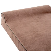 PawHut Orthopedic 52" x 36" Suede Padded Pet Dog Bed  Memory Foam Bolster with Pillow - Brown with Army Green Liner(m-8)