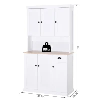 HOMCOM 71" Buffet with Hutch, Modern Kitchen Pantry Storage Cabinet with Microwave Oven Countertop, Drawer, White(m-3)