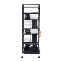 Pawhut 52" 6 Level Indoor Small Animal Cage Hutch - Black(m-6)