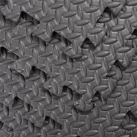 Soozier 24 sq ft Exercise Interlocking Protective Flooring - Six 24" x 24" x 3/8" Tiles - Black Diam(m-6)