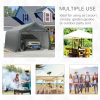 Outsunny 20' x 12' Heavy Duty Outdoor Temporary Carport Canopy Tent - Gray(m-7)