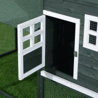 PawHut 83" Wooden Outdoor Backyard Chicken Coop Fence Rabbit Bunny Hutch House with Covered Run and Nesting Box(m-11)