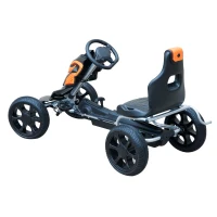 Aosom Kids Outdoor Pedal Powered Ride-On Go Kart Racer Car with Hand Brake and Non-Slip Wheels - Orange(m-4)