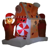 HomCom 5' 6 LED Outdoor Christmas Gingerbread House Inflatable(m-5)