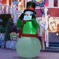 HomCom 7' Tall Outdoor Animated Inflatable Inflatable Christmas Lawn Decoration - Shivering Snowman(m-3)