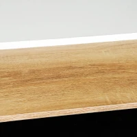 HOMCOM Modern Coffee Table,  2-tier Rectangular Center Table with Storage Shelves for Living Room, White/Natural Wood(m-9)