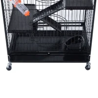 Pawhut 52" 6 Level Indoor Small Animal Cage Hutch - Black(m-10)