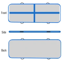 Soozier Gym Exercise Mat 10’ Air Track - Light Grey/Blue(m-4)