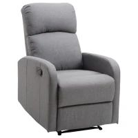 HomCom Linen Fabric Manual Recliner Lounger Chair  with Footrest - Grey(m-9)