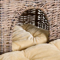 Pawhut 3-Tier Handcrafted Wicker Cat Condo Lounge Bed Indoor Outdoor Play House w/ Soft Cushions(m-7)