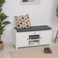 HOMCOM White Shoe Organizer Rack Cabinet with Drawers & Cushion Hallway(m-2)