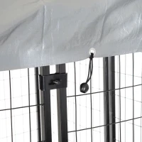 PawHut 97" x 46" Outdoor Dog Cage Galvanized Metal Dog Kennel Playpen with UV and Water Resistant Tarp Cover(m-9)