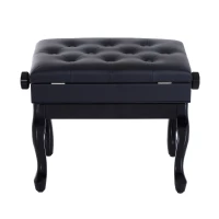 HomCom Faux Leather Traditional Adjustable Storage Piano Bench - Black(m-6)