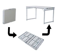 Outsunny 4' Aluminum Portable Folding Outdoor Picnic Camping Table with 4 Seats - Silver(m-6)