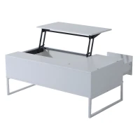 HomCom 43" Modern Lift Top Coffee Table with Hidden Storage - Matte White(m-7)