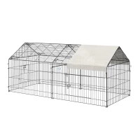 PawHut 87" x 41" Crate Galvanized Metal Outdoor Pet Enclosure with Removeable Protective Cover Black/White(m-1)