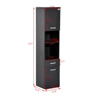 HomCom 53" Modern Wall Mounted Storage Cabinet Cupboard - Dark Coffee Woodgrain(m-7)